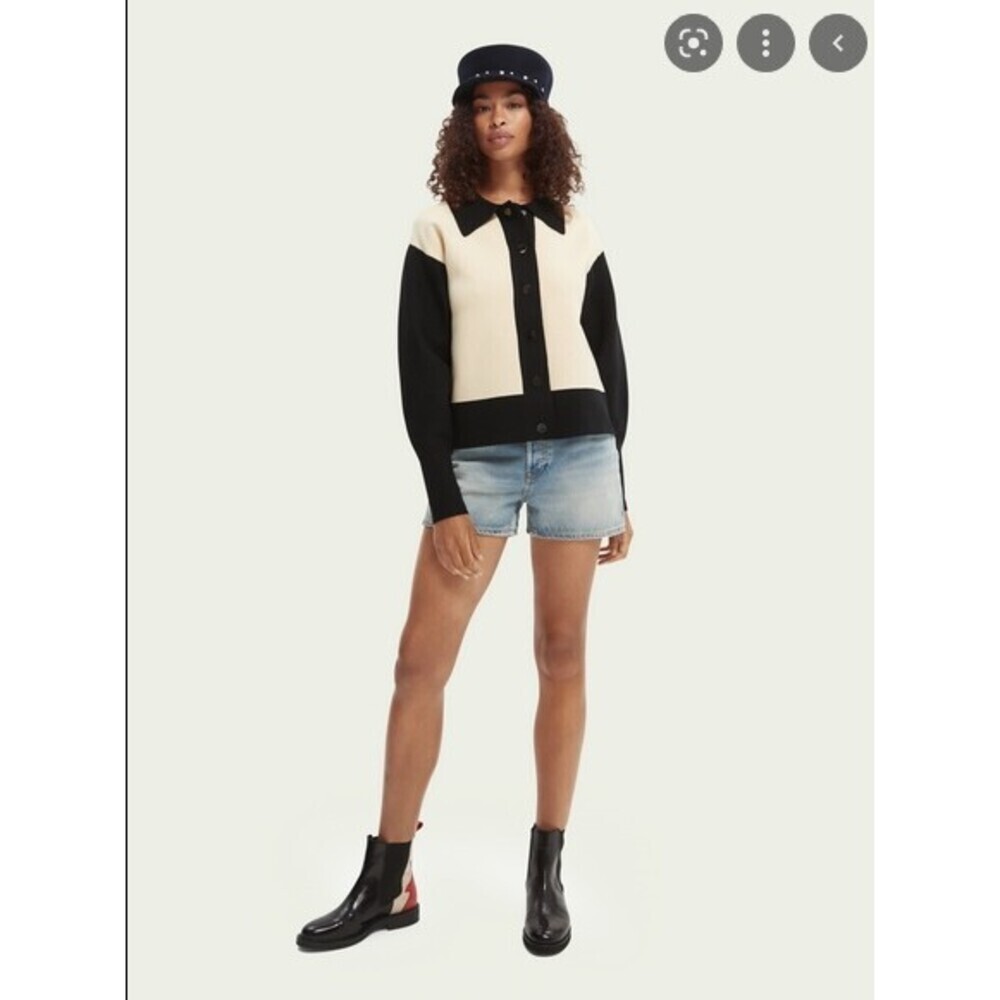 Anthropologie Colorblock Snap-Front Long Sleeve Sweater Cardigan Jacket (NWT) - Picture 6 of 13